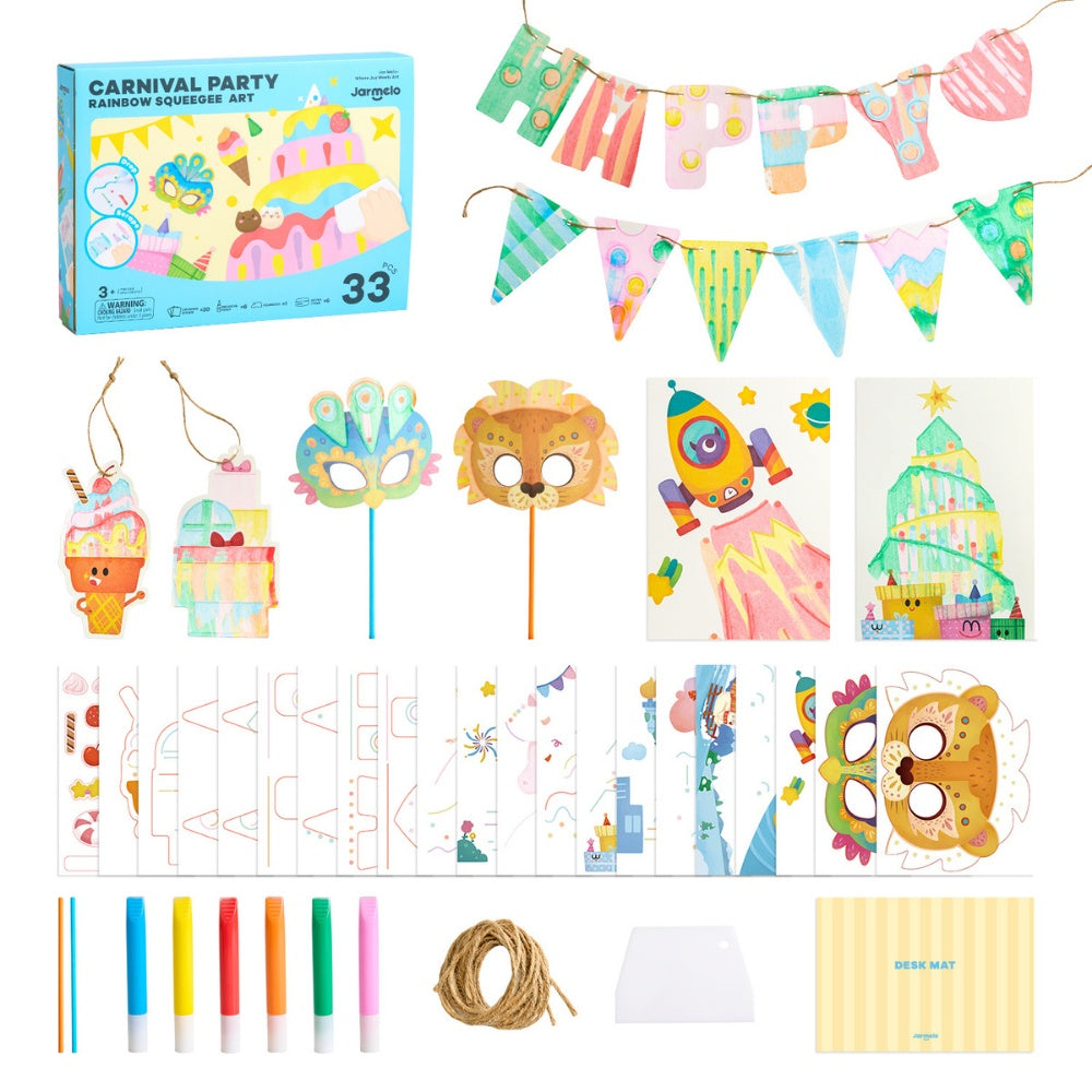 Jar Meló - Carnival Party - Squeegee Painting Arts and Crafts Kit for Kids