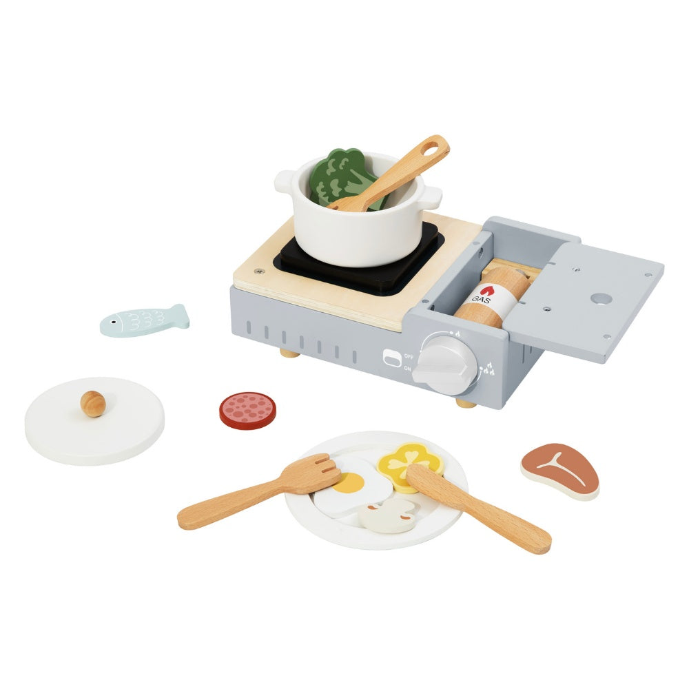 TookyToy - Pretend Play Wooden Camping Stove Toy Set - 15 Pieces