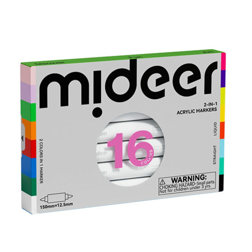 Mideer - Dual-Tip Acrylic Markers - 16 Colours