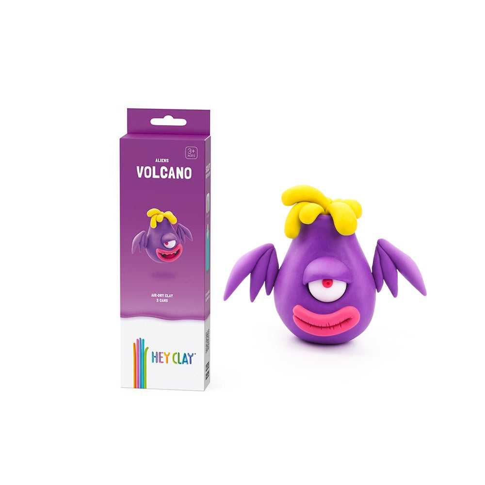 Hey Clay - Modelling Air-Dry Clay with Fun Interactive App - Volcano, series Aliens, 3 cans-**