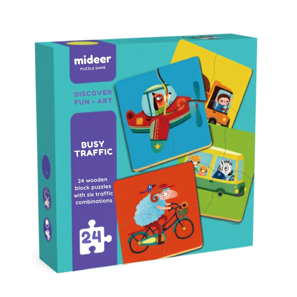Mideer - Wooden Puzzle - Busy Traffic - 24pcs -**