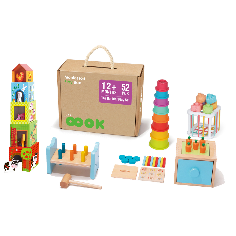 TookyToy - Montessori Activity Box The Thinker Playset - 7-12 Months