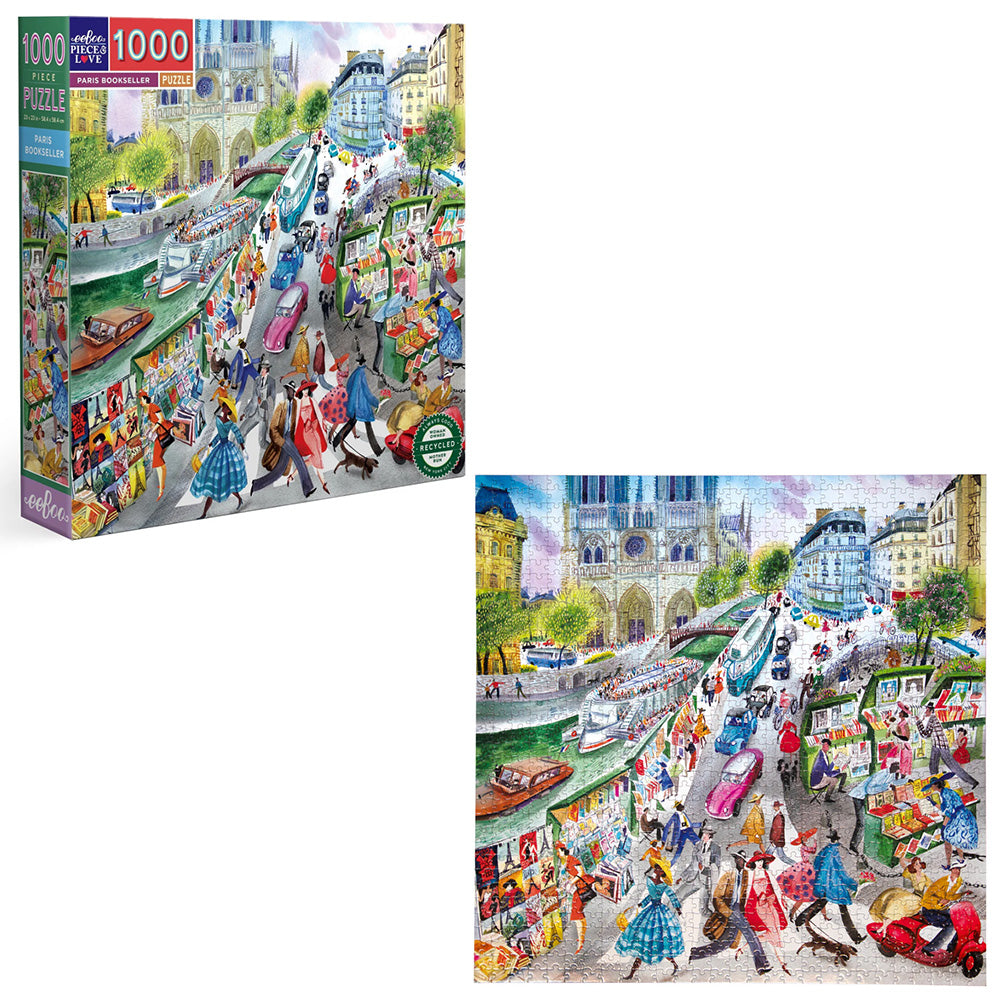 eeBoo - Paris Bookseller 1000 Piece Square Puzzle