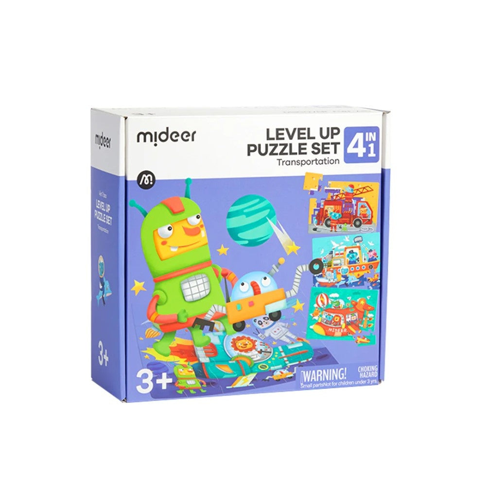 Mideer - Level Up Jigsaw Puzzle for Kids - 4-in-1 - Transport