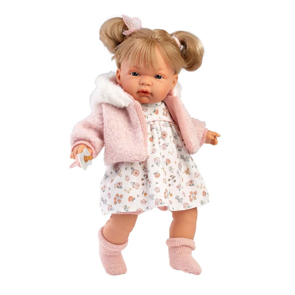 Llorens - Baby Girl Doll with Crying Mechanism, Outfit & Accessories: Joelle - 38cm