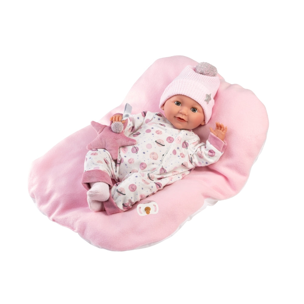 Llorens - Baby Girl Doll with Crying Mechanism, Clothing & Cushion: Heidi - 42cm