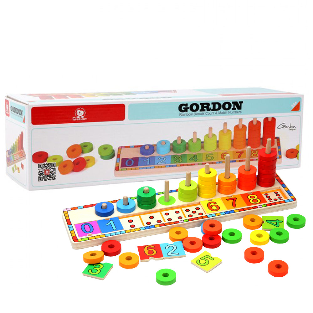 TopBright - Counting Shape Stacker - Montessori Educational Wooden Toys for Kids