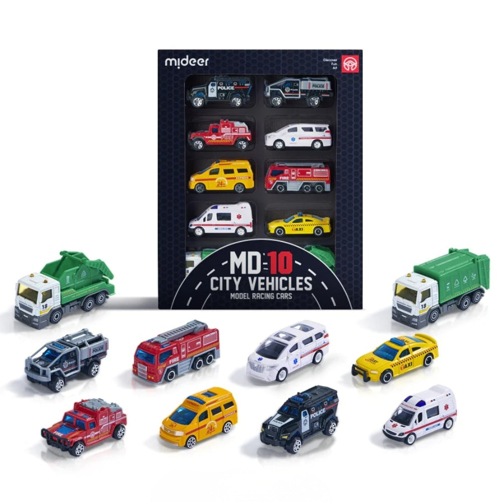 Mideer - Alloy Racing Cars - City Vehicles Toy Cars for Kids 10pcs