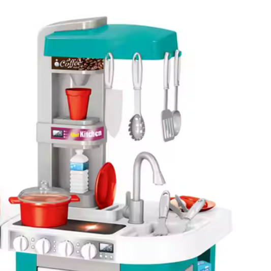 Cogo - Pretend & Play Kitchen Set with Light & Sound Effects - Blue - 53 Pieces