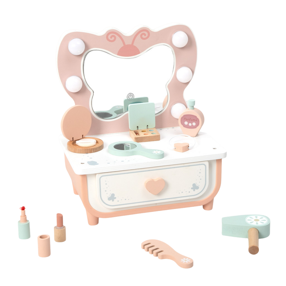TookyToy - Pretend Play Butterfly Dressing Table Set - 14 Pieces