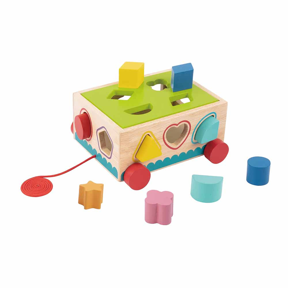TookyToy - Wooden Pull Along Toy Car & Shape Sorter - Motherhood