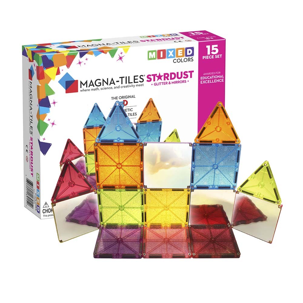 Magna-Tiles - Magnetic Construction Set - Stardust Set - 15pcs