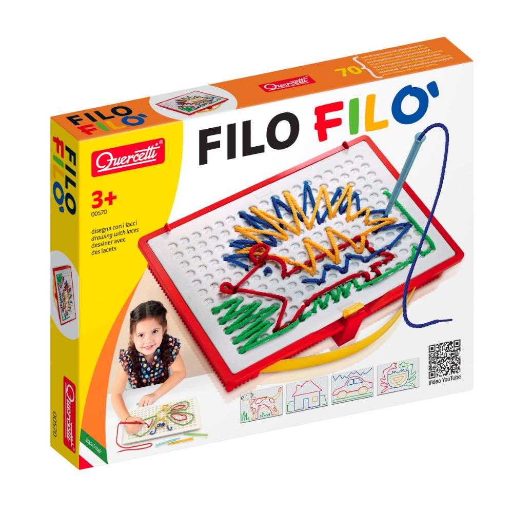 Quercetti - Filo Filo Lacing Board - Threading & Pattern Design Activity for Kids