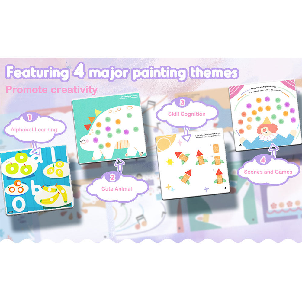 Jar Meló - Finger Paint Stamp Book - Colouring Activity with Paint Pads & 6 Stamps