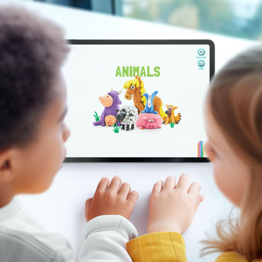 Hey Clay - Modelling Air-Dry Clay with Fun Interactive App - Cow, Doggie, Sheep, Series Animals, 6 cans