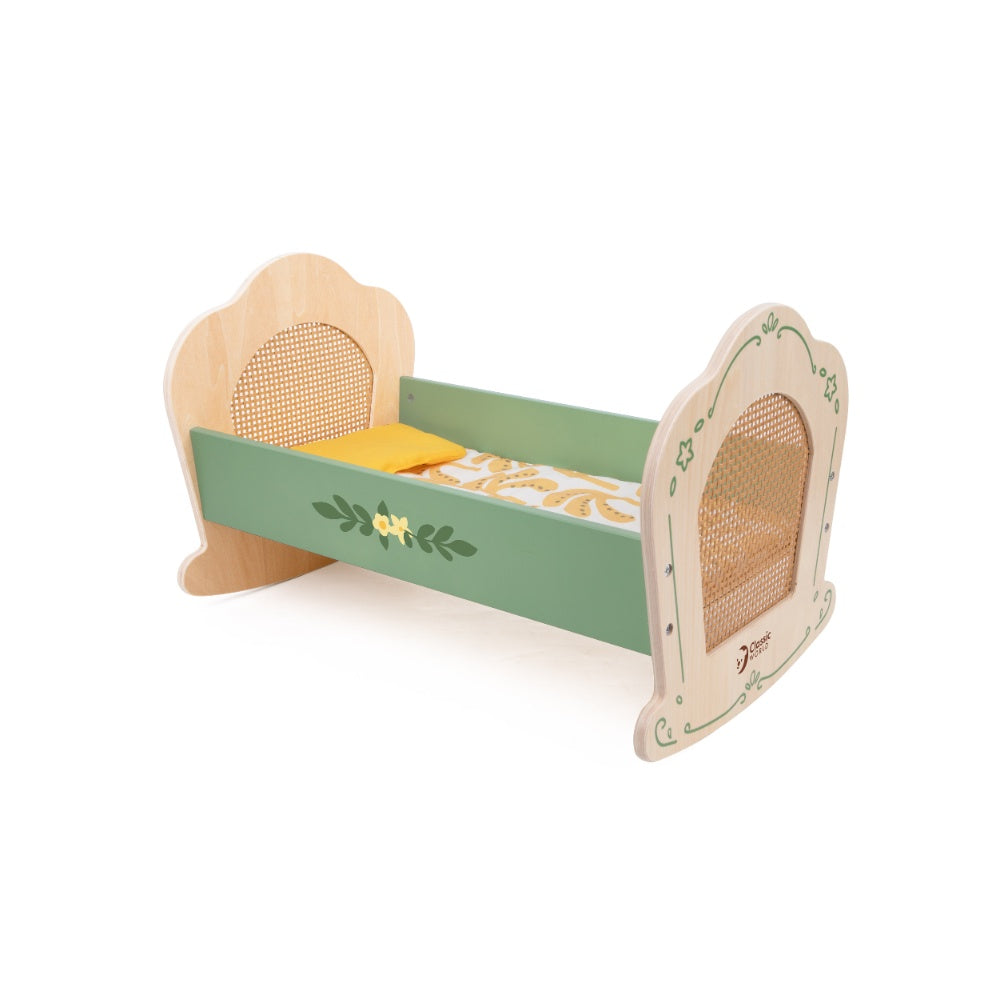 Classic World - Pretend & Play - Vintage Wooden Doll Cradle - 3pcs