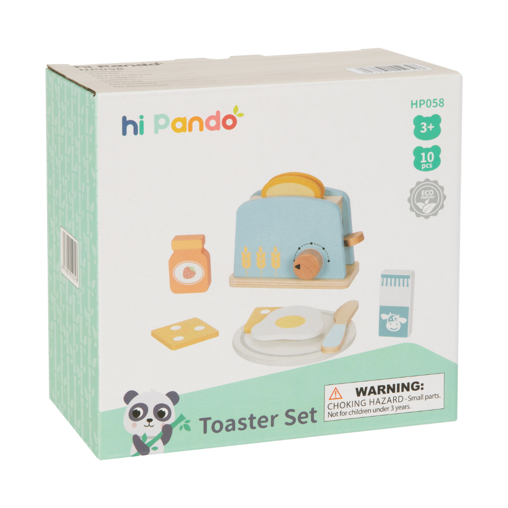 hi Pando - Pretend & Play - Wooden Toaster Breakfast Set - 10pcs