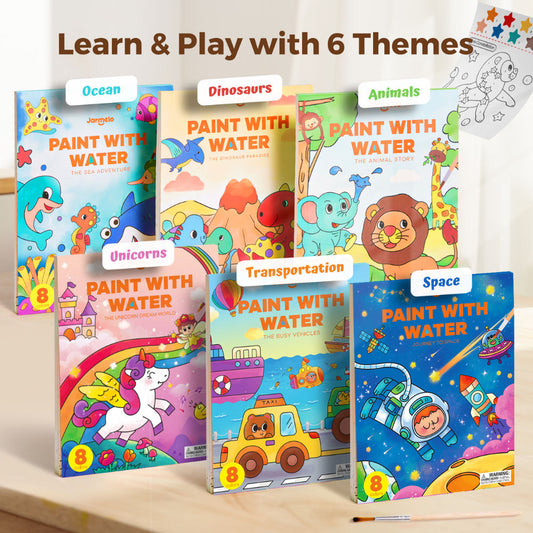 Jar Meló - Watercolour Painting Book - 20 Pages & Paint Brush - Unicorns