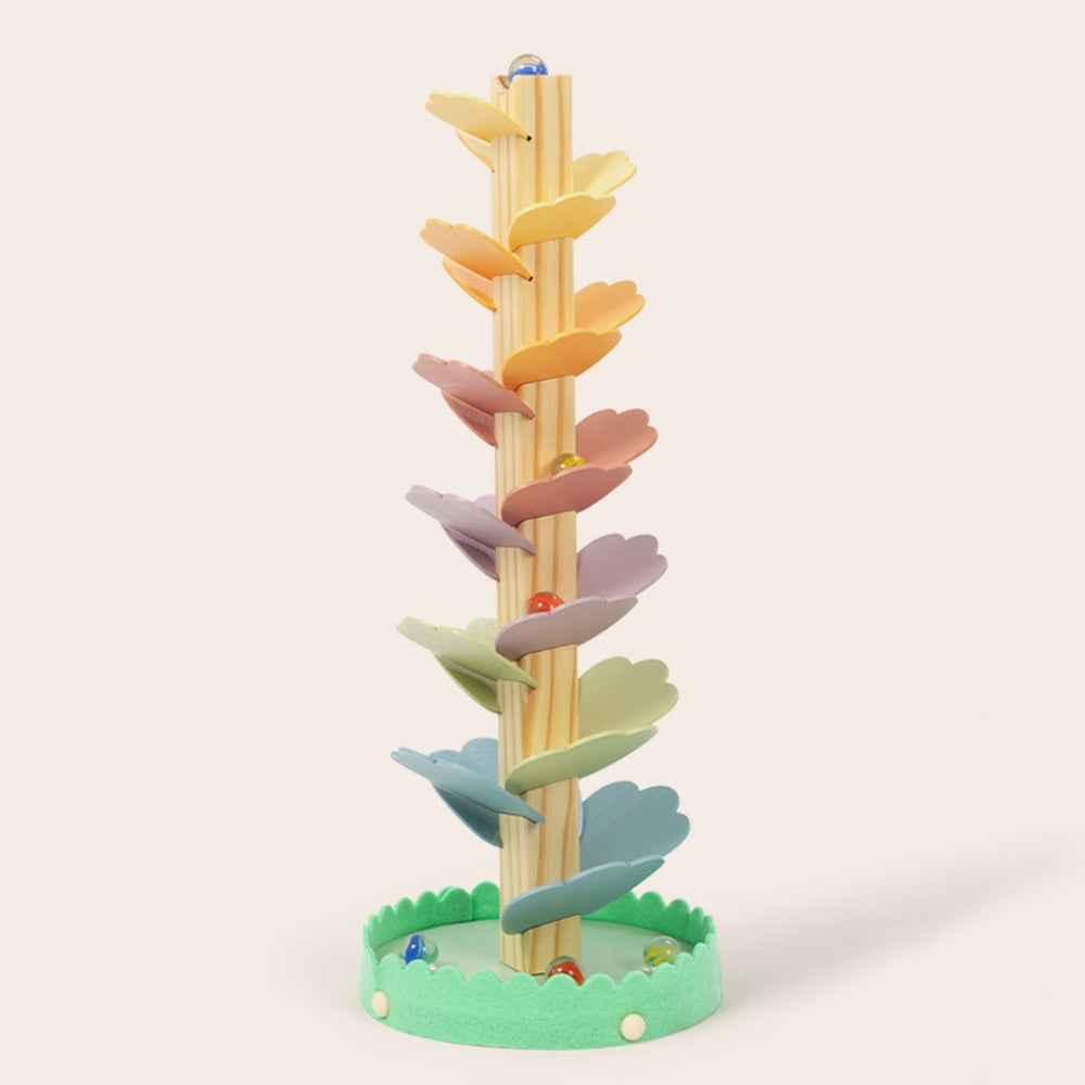 TookyToy - Wooden Ball Track Tree Toy with Spinning Leaves