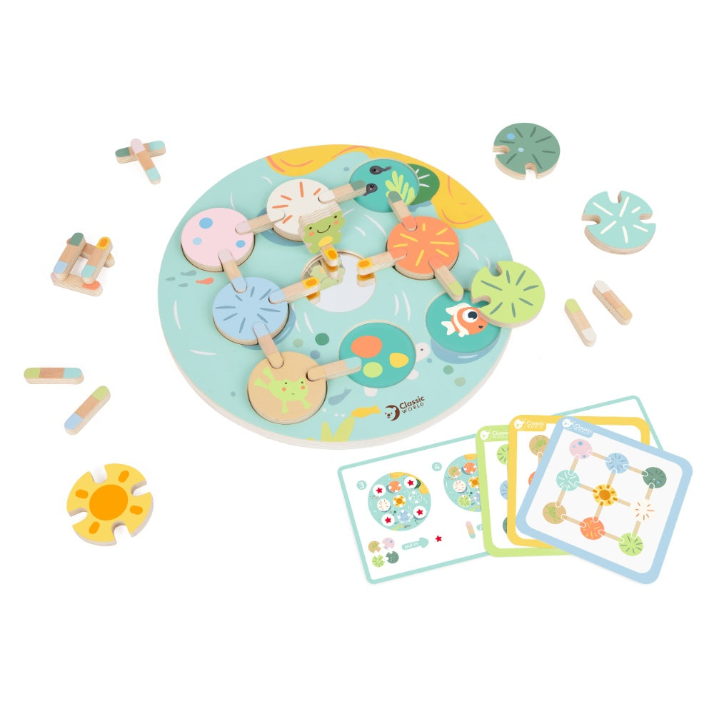 Classic World - Lotus Leaf Game - Wooden Colour & Shape Matching Toy - 31pcs
