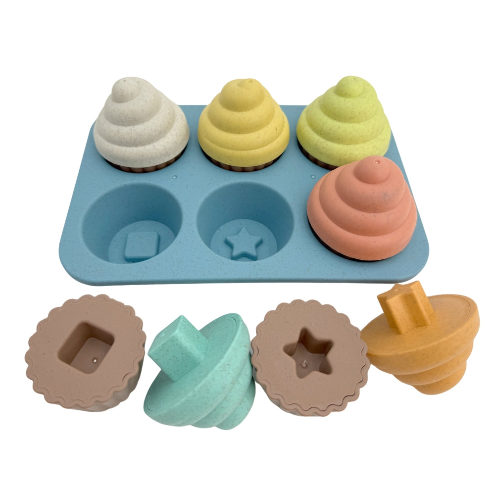 Mingli Toys - Shape Sorter Cupcake Set - Eco-friendly Educational Toy - 13 Pieces