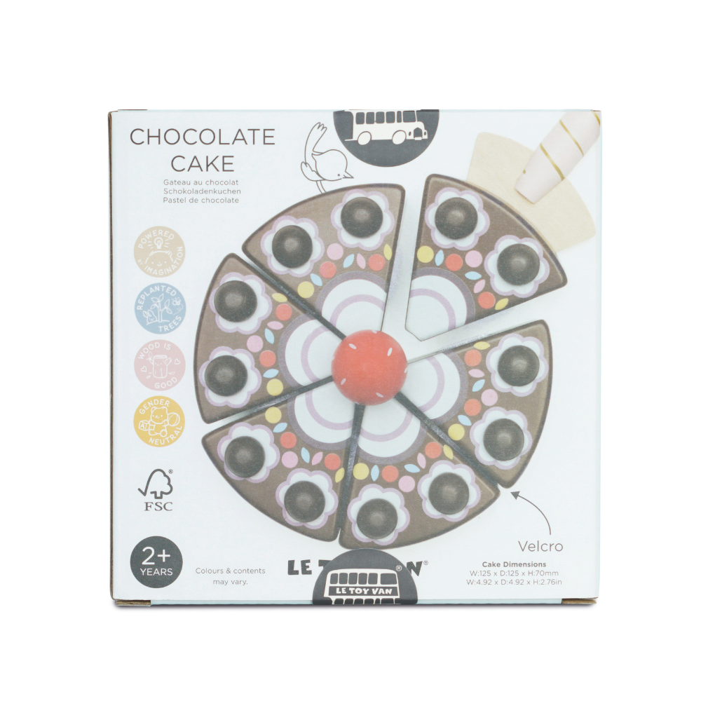 Le Toy Van - Wooden Chocolate Gateau Sliceable Cake - 8pcs