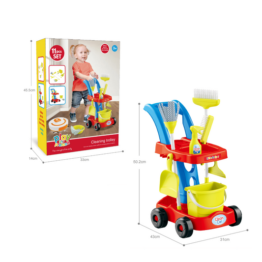 Cogo - Pretend & Play Cleaning Trolley Set - 11 Pieces