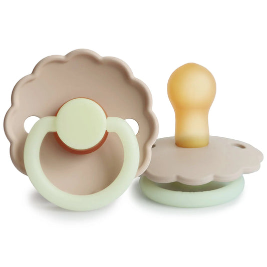FRIGG Daisy Night - Round Latex Pacifier - Croissant Frigg
