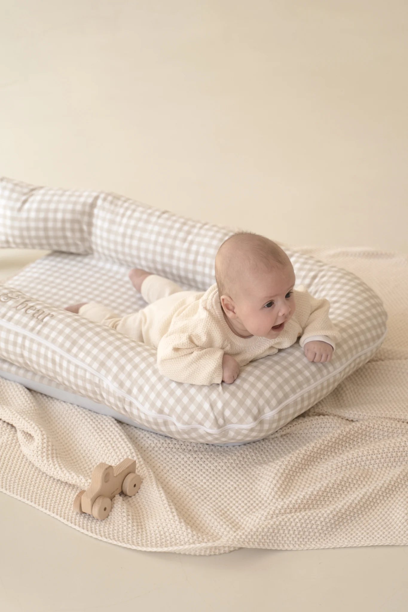 Ava & Bear Stone Gingham Lounging Pod - Motherhood