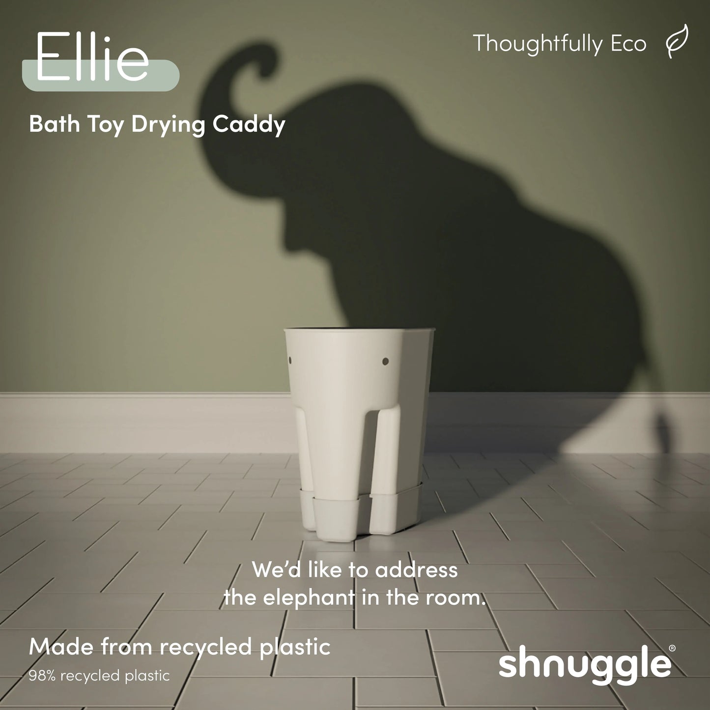 Shnuggle Ellie Bath Toy Drying Caddy | Free Standing Baby & Toddler Bath Toy Storage Shnuggle