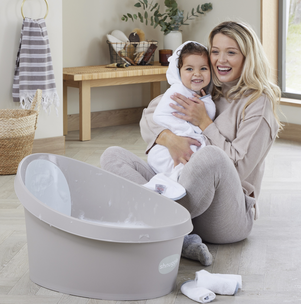 Shnuggle Toddler Bath Tub | Big Bath for bigger kids | Child bathtub seat support | Fits in shower and adult bath - Motherhood