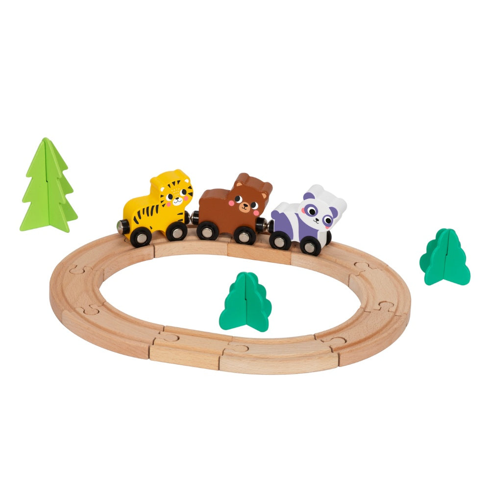 hi Pando - Wooden Animal Train Set - 19pcs