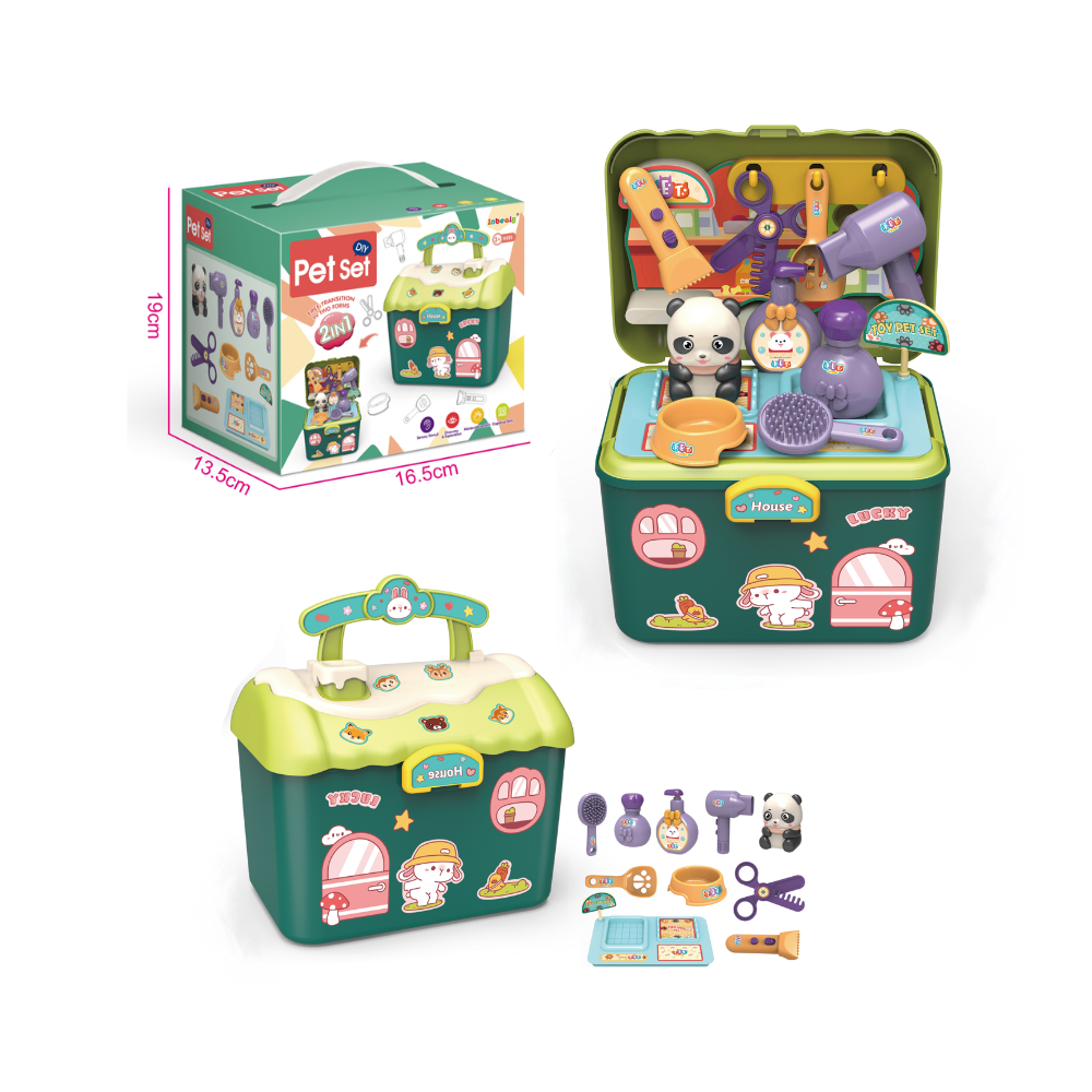 Cogo - Pretend Play Pet Set - 2-in-1 Pet Care Kit with 10 Accessories - Motherhood