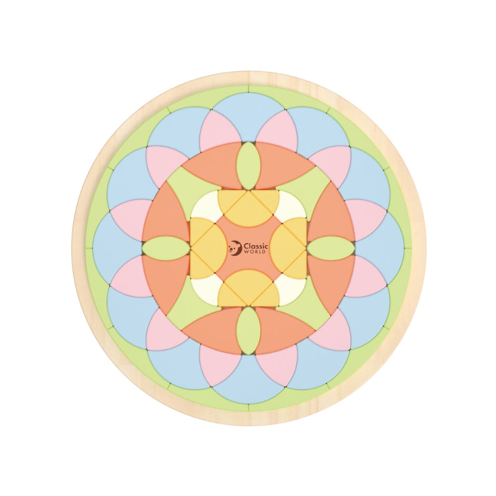 Classic World - Flower Mandala Wooden Block Puzzle - 70 Pieces