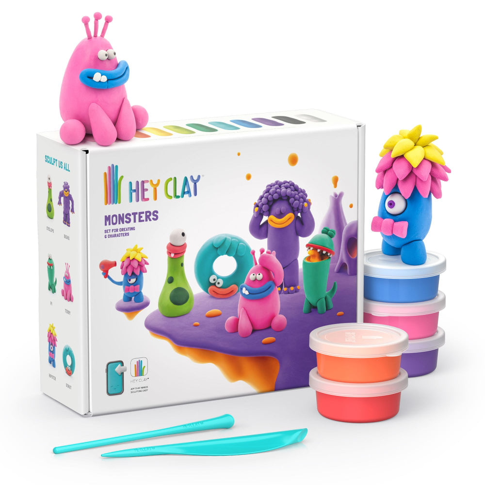 Hey Clay - Modelling Air-Dry Clay with Fun Interactive App - Monsters, 15 cans