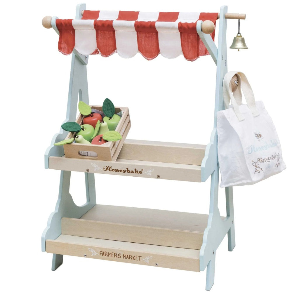 Le Toy Van - Wooden Market Stall & Fruit Play Food Crate - 3pcs