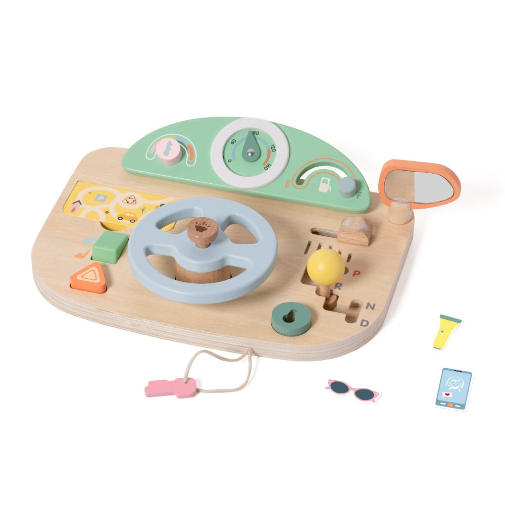 Classic World - Steering Wheel Wooden Busy Board - 5pcs