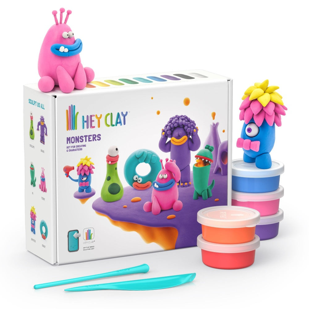 Hey Clay - Modelling Air-Dry Clay with Fun Interactive App - Monsters, 15 cans