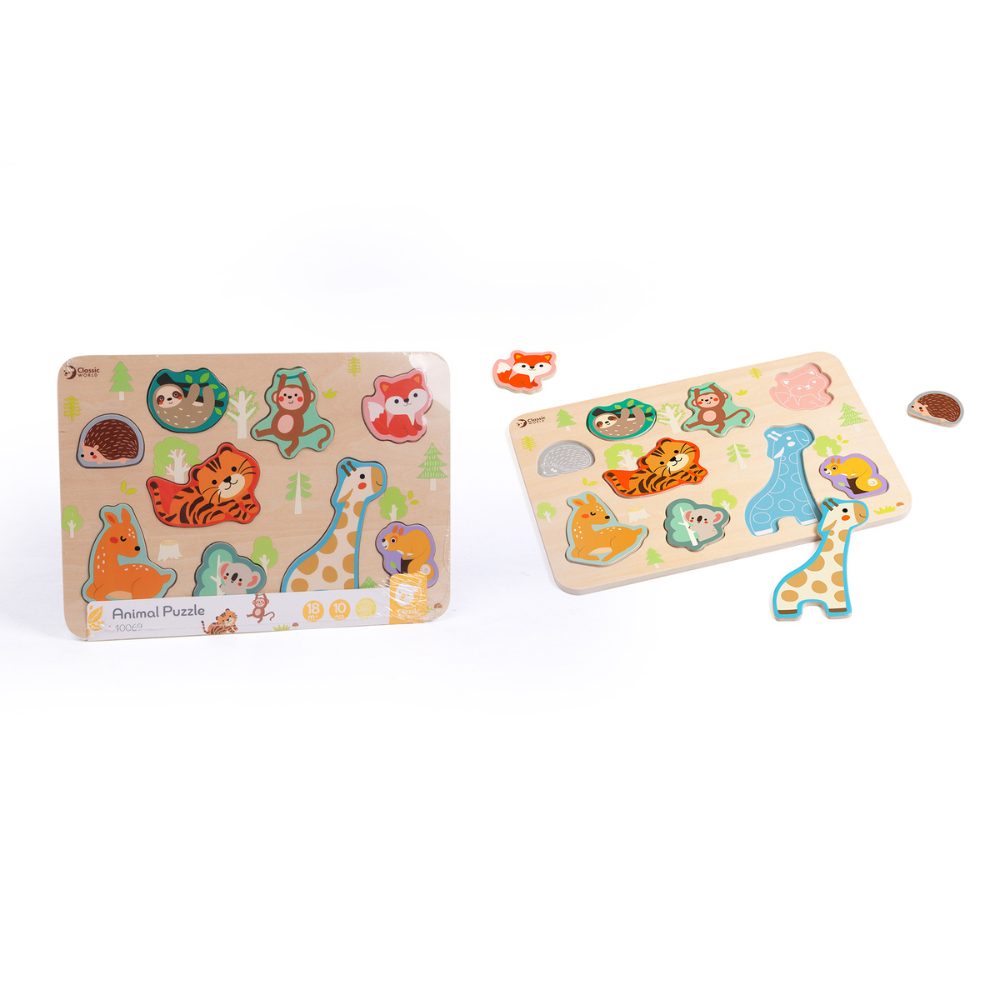 Classic World - Wooden Puzzle - Animals - 10pcs