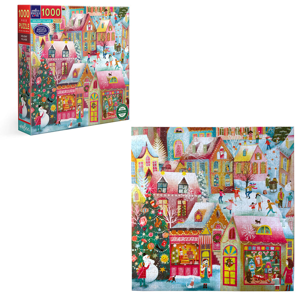 eeBoo - Holiday Village 1000 Piece Square Puzzle
