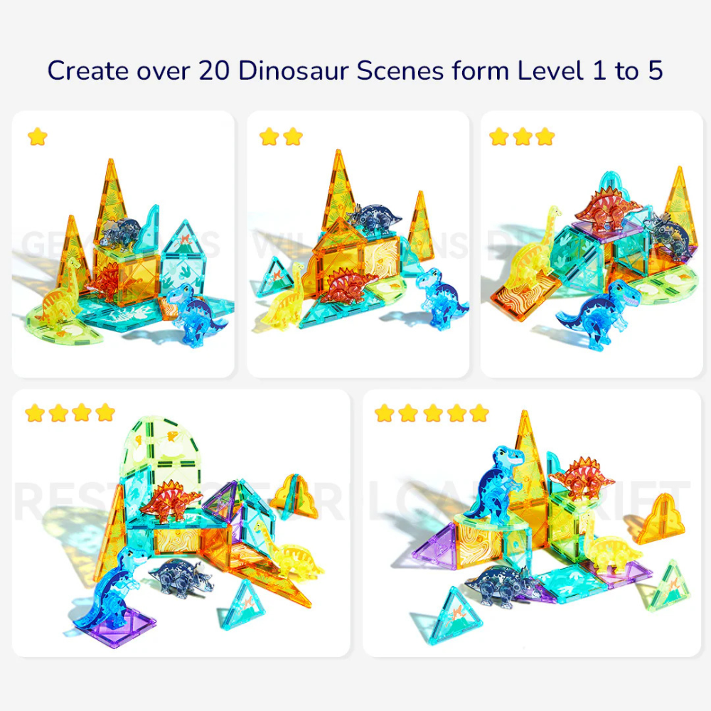 Mideer - Magnetic Tiles Building Set: Jurassic Adventure 48pcs