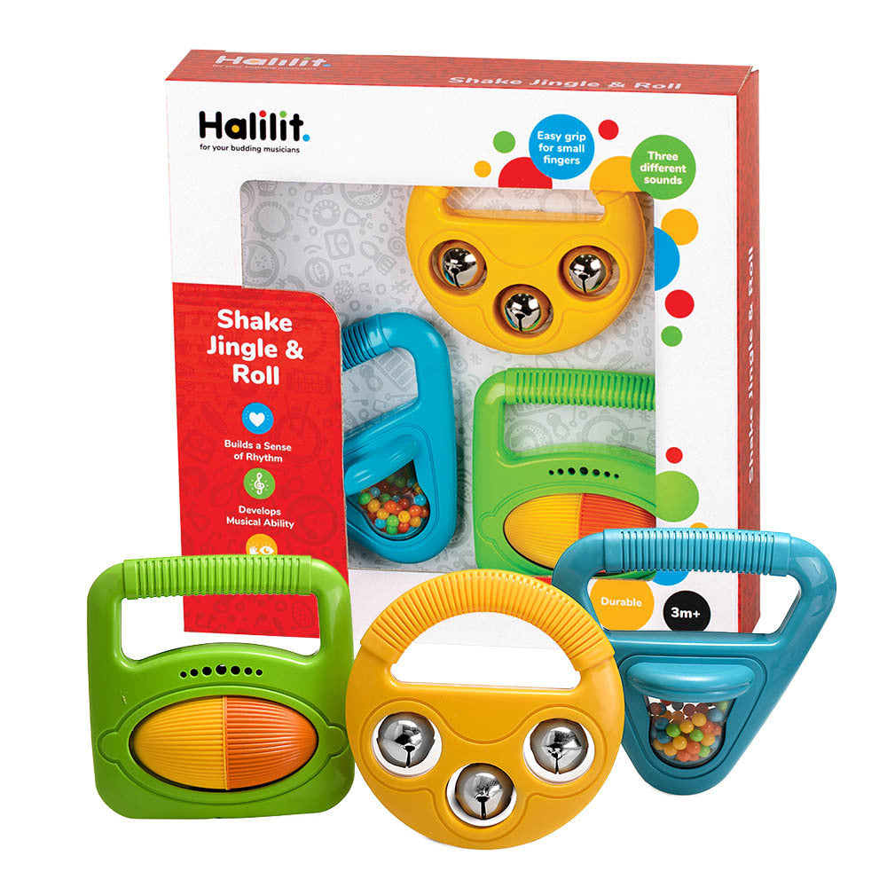 Halilit - Music Instrument for Babies & Toddlers - Shake Jingle & Roll Gift Set of 3