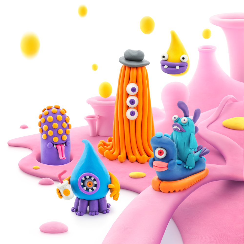 Hey Clay - Modelling Air-Dry Clay with Fun Interactive App - Beasts, 15 cans