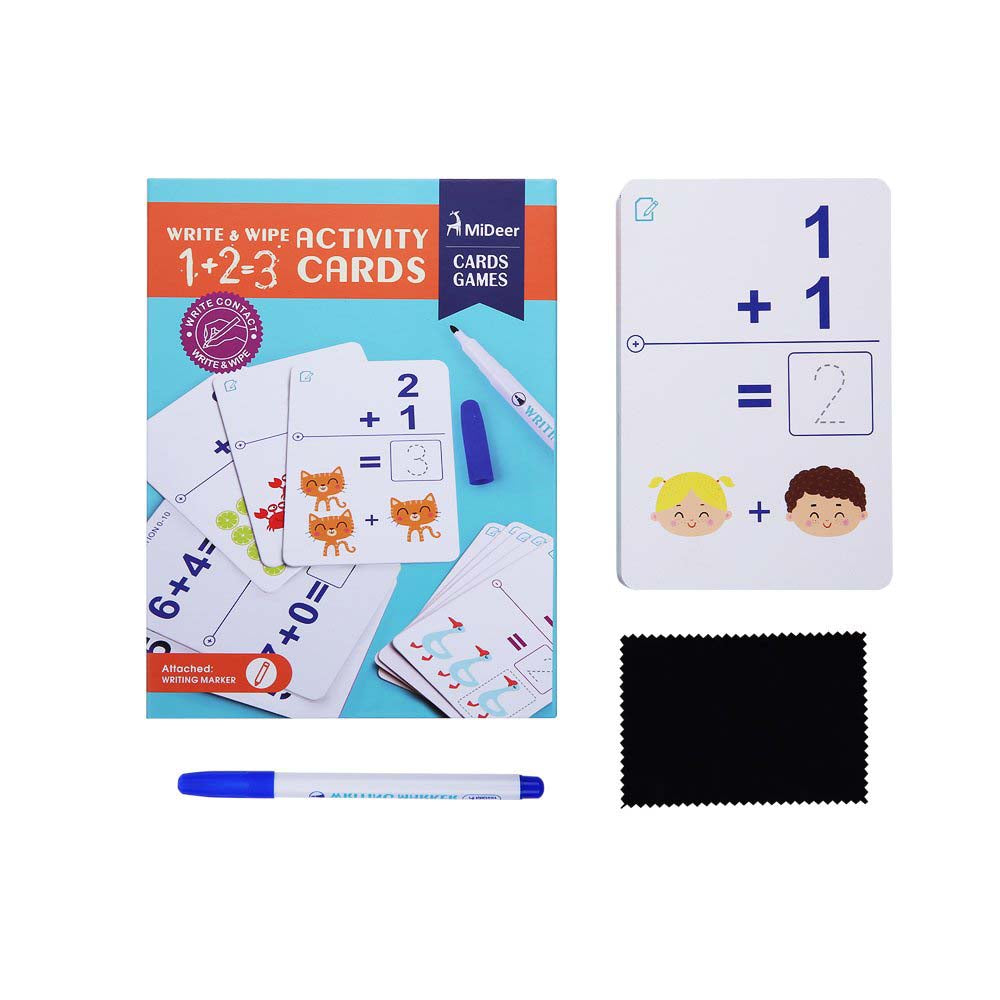 Mideer - Write & Wipe Cards: Math's Addition - Reusable Learning Cards for Kids