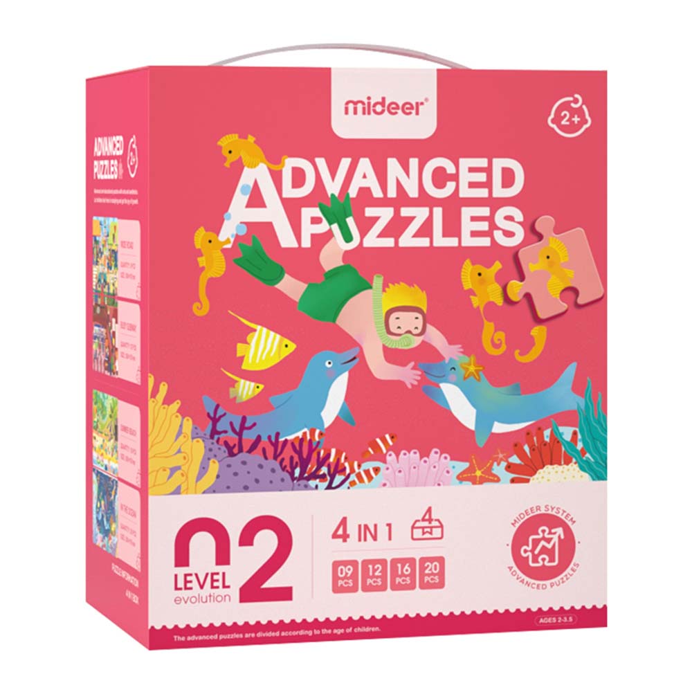 Mideer - Level Up Jigsaw Puzzle for Kids - 4-in-1 - Level 2 Beach & Town