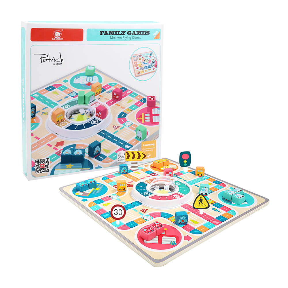 TopBright - Wooden Ludo Board Game - Classic Family Strategy Game for Kids