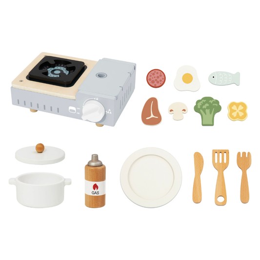 TookyToy - Pretend Play Wooden Camping Stove Toy Set - 15 Pieces