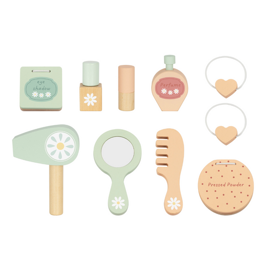 TookyToy - Wooden Vanity Table with Light-Up Mirror & Stool