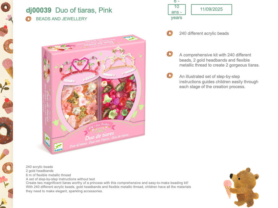 Djeco Duo of tiaras, Pink - DJ00039