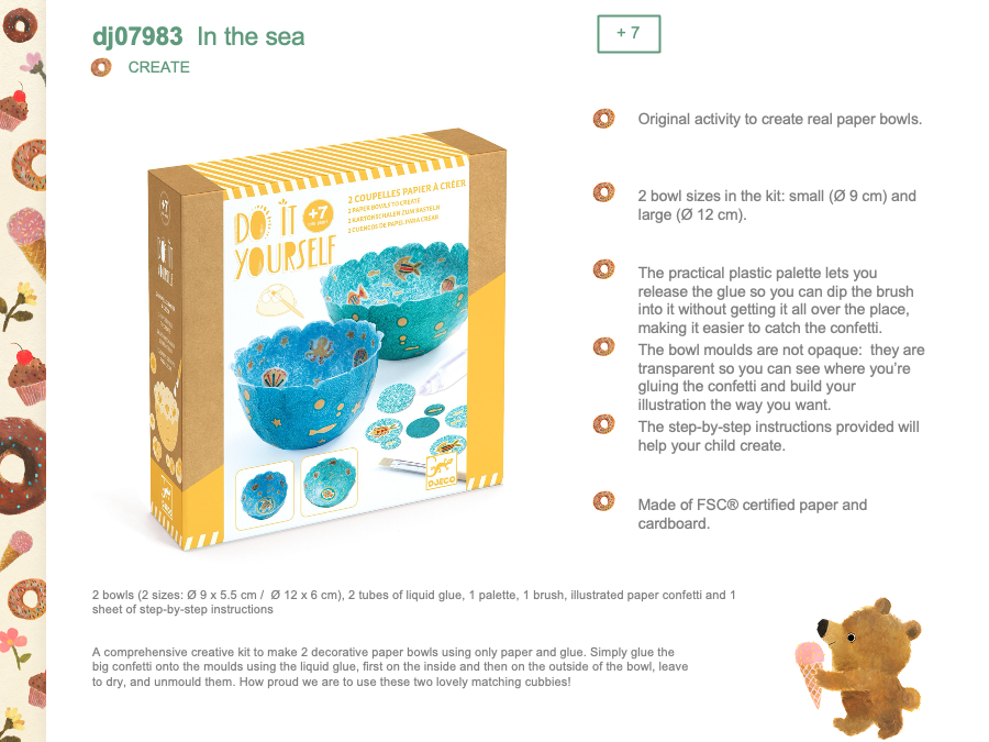 Djeco Paper bowls to create - In the sea - DJ07983